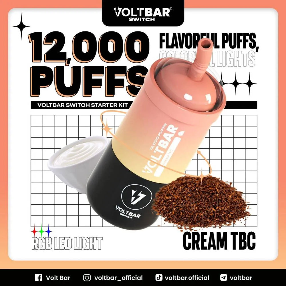 Voltbar Switch Vape – 12,000 Puffs, 30+ Flavors Available